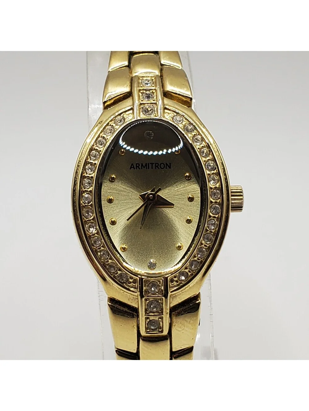 Armitron Rhinestone Bezel Watch Women 20mm Gold Tone New Battery